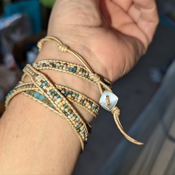 Nakomal Amazonite Bracelet with natural stones - 5x wrap - Picture 15 of 16